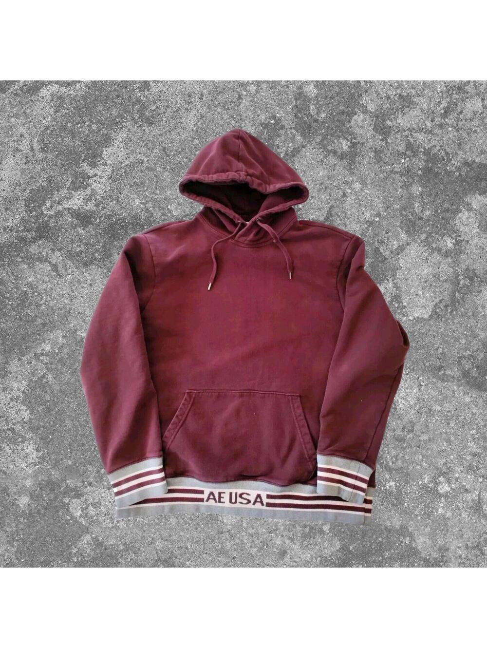 American Eagle Burgundy Hoodie Mens Large Pullover Streetwear Skater AE
